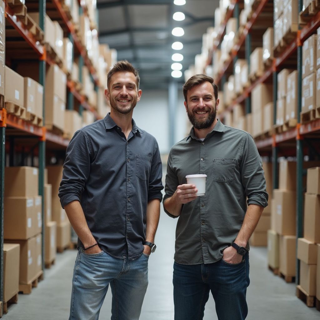 Shop Now USA founders in the first warehouse