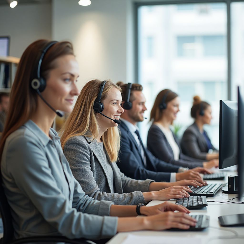 Customer service team at work